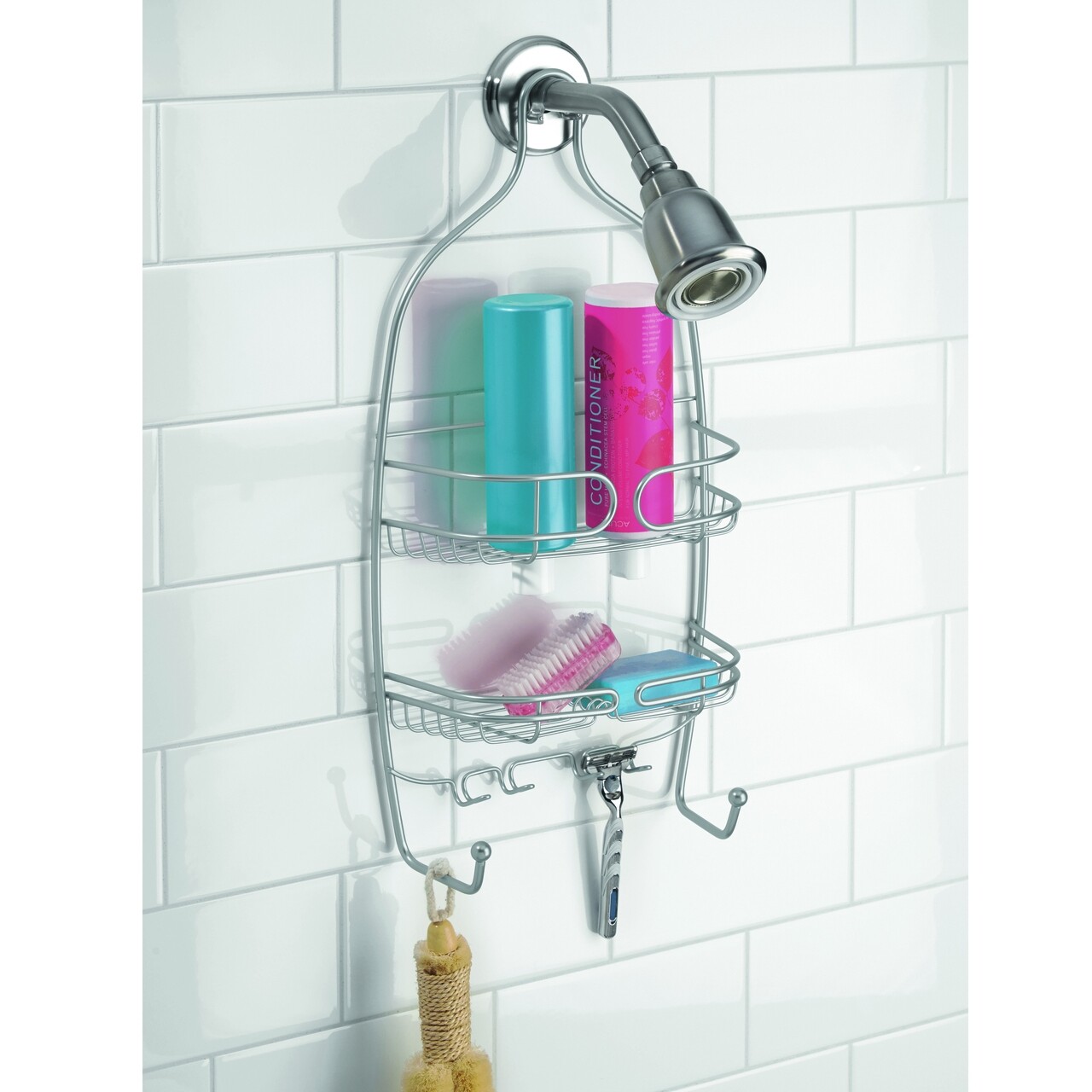 Organizator suspendat de baie pentru capul de dus Neo, iDesign, 25.5x16.5x67 cm, otel - imagine 5